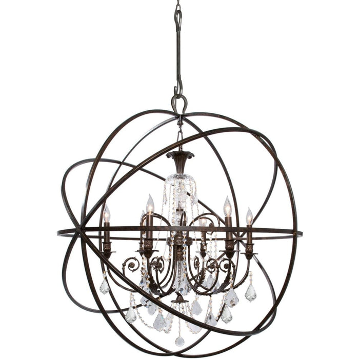 Solaris 6 Light Spectra Crystal English Bronze Sphere Chandelier-DISCONTINUED - Chandeliers