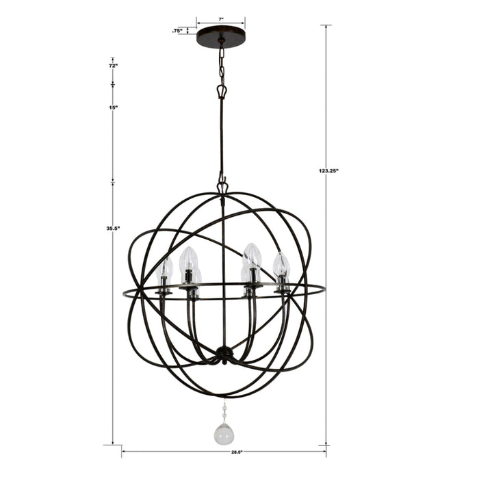 Solaris Outdoor 6 Light English Bronze Sphere Chandelier - Outdoor Pendants