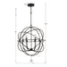 Solaris Outdoor 6 Light English Bronze Sphere Chandelier - Outdoor Pendants