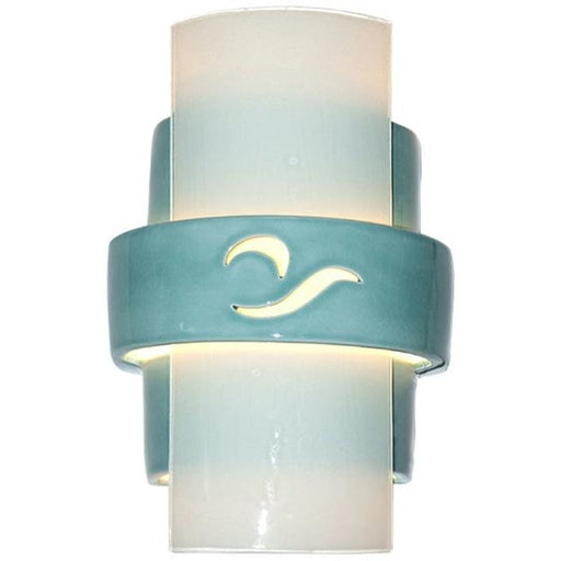 South Beach Teal Crackle and White Frost Wall Sconce - Wall Sconce