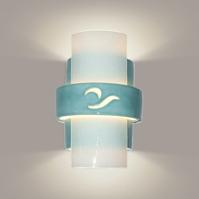 South Beach Teal Crackle and White Frost Wall Sconce - Wall Sconce