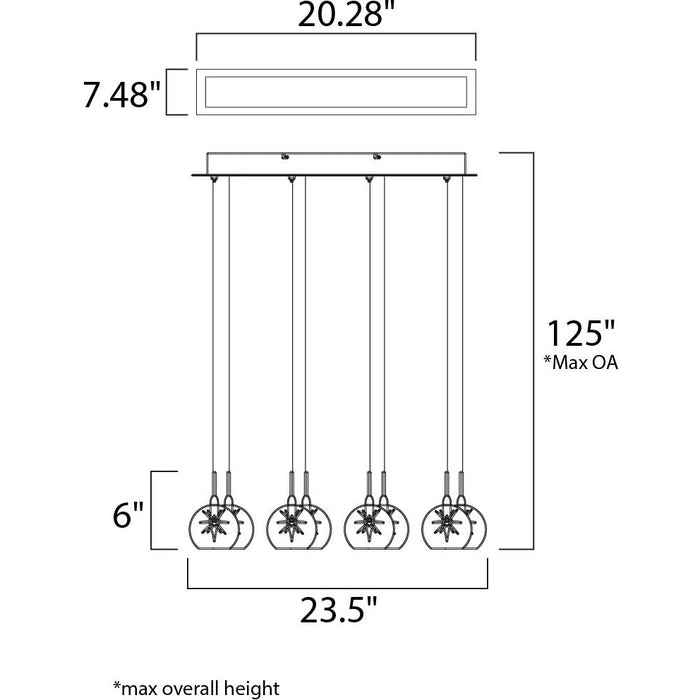 Starburst Polished Chrome Linear Pendant - Pendants