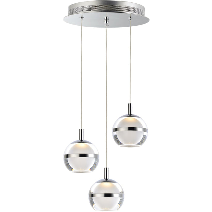 Swank Polished Chrome LED Multi-Light Pendant - Pendants