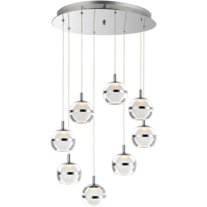 Swank Polished Chrome LED Multi-Light Pendant - Pendants