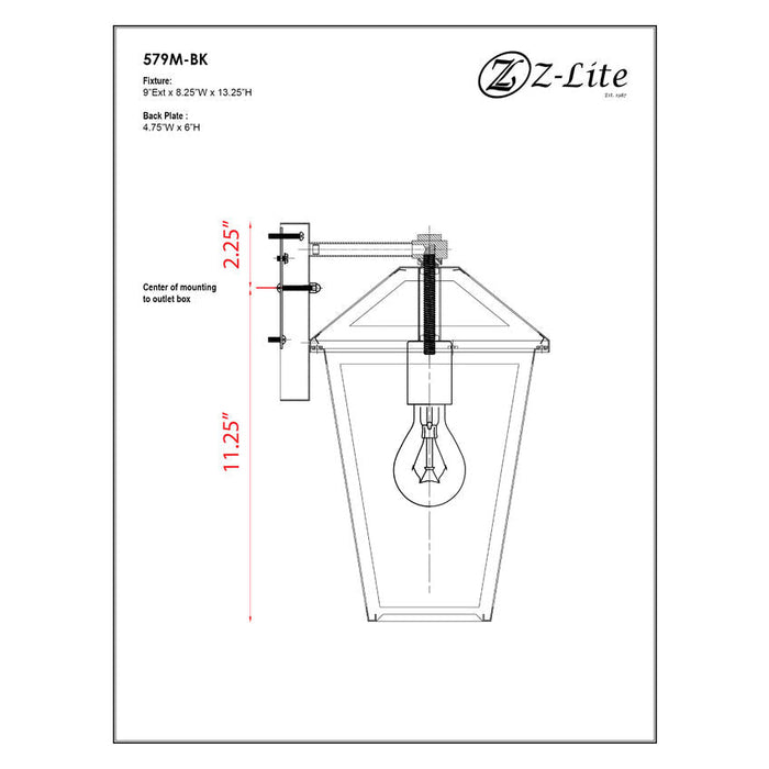 Talbot Black 1 Light Outdoor Wall Sconce - Outdoor Wall Sconces