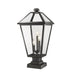 Talbot Black 3 Light Outdoor Pier Mounted Fixture 579PHXLS-SQPM-BK | theLightShop