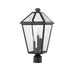 Talbot Black 3 Light Outdoor Post Mount Fixture | theLightShop