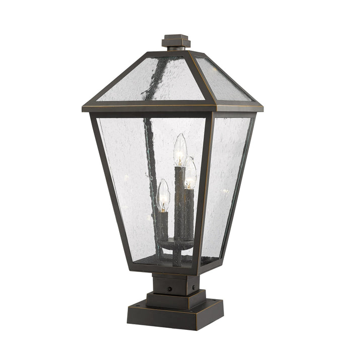 Talbot Rubbed Bronze 3 Light Outdoor Pier Mounted Fixture 579PHXLS-SQPM-ORB | theLightShop