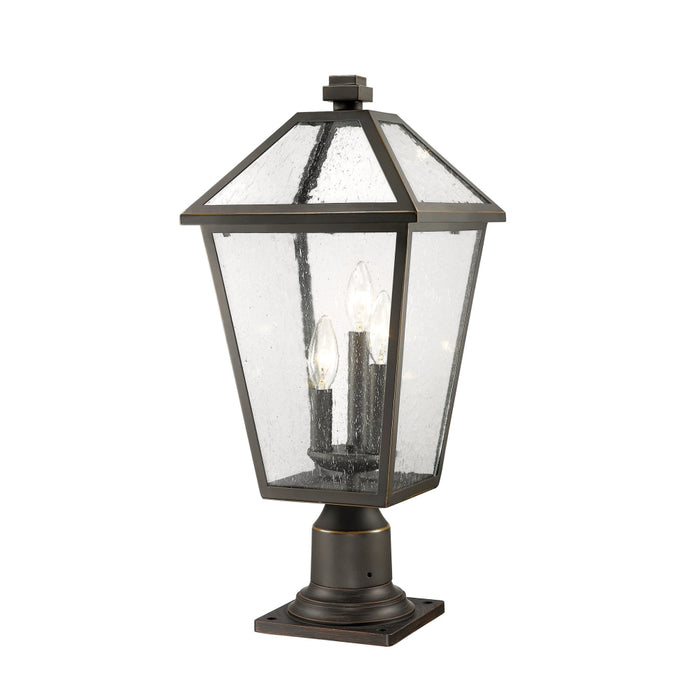 Talbot Rubbed Bronze 3 Light Outdoor Pier Mounted Fixture | theLightShop