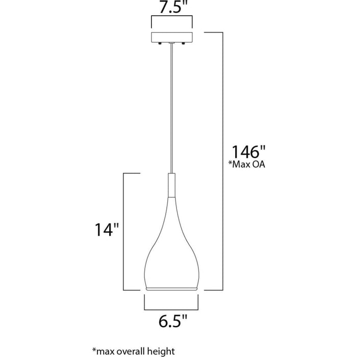 Teardrop Satin Nickel Single Pendant - Pendants