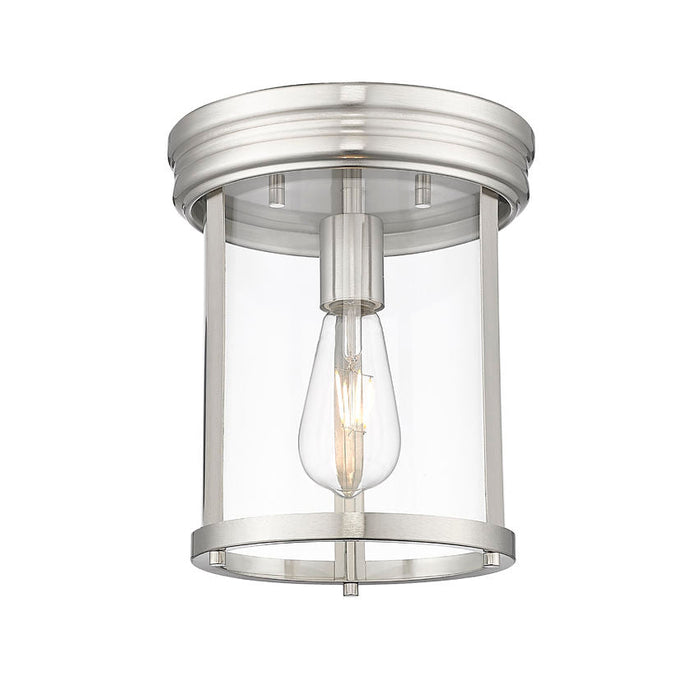 Thayer Brushed Nickel 1 Light Flushmount Z-Lite 742F9-BN | theLightShop