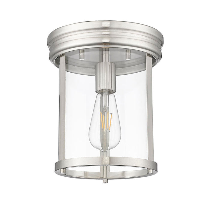 Thayer Brushed Nickel 1 Light Flushmount Z-Lite 742F9-BN | theLightShop