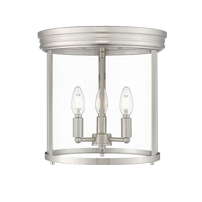 Thayer Brushed Nickel 3 Light Flushmount Z-Lite 742F13-BN | theLightShop