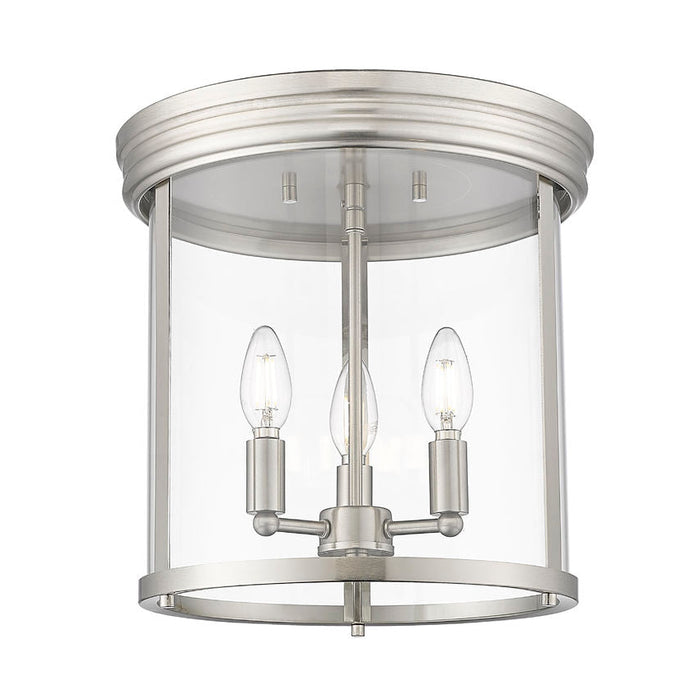 Thayer Brushed Nickel 3 Light Flushmount Z-Lite 742F13-BN | theLightShop