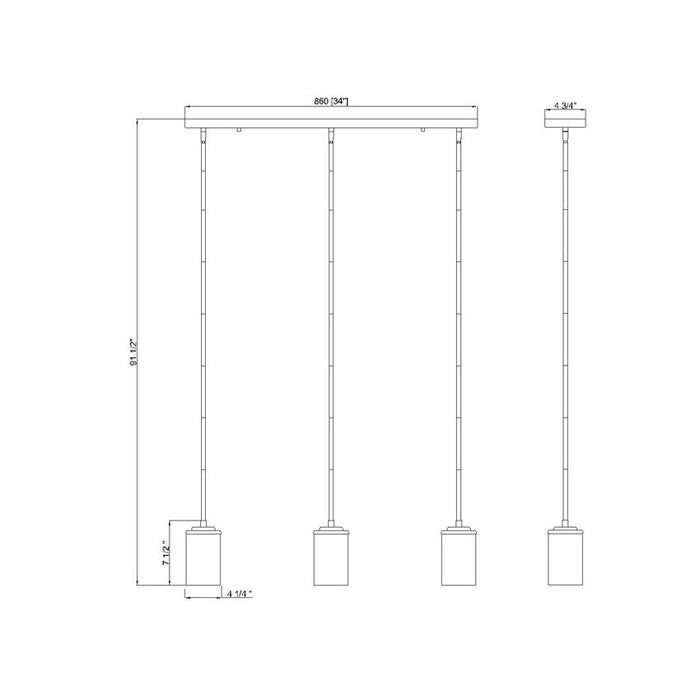 Thayer Brushed Nickel 3 Light Linear Pendant Z-Lite 742MP-3BN | theLightShop
