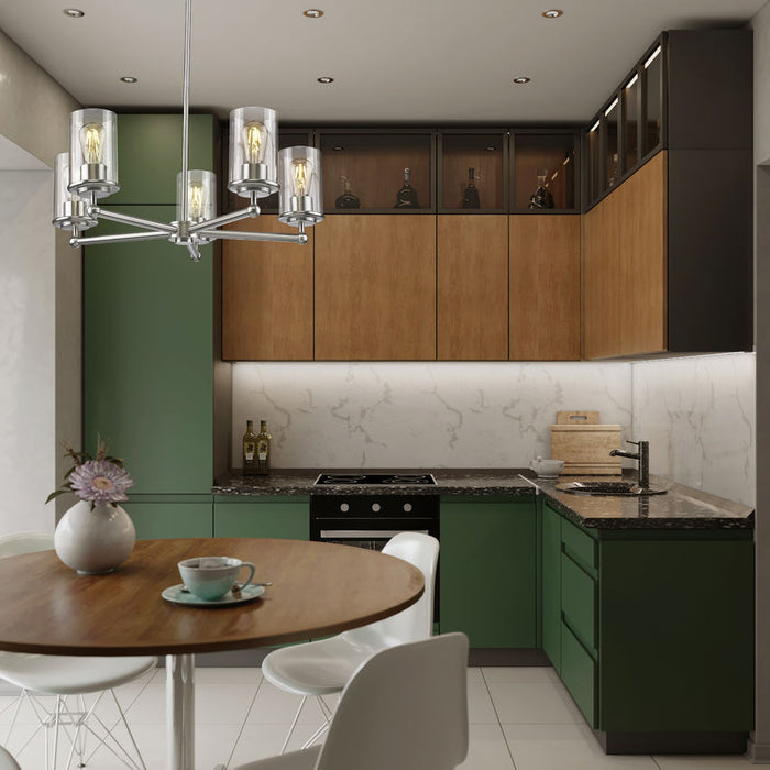 Thayer Brushed Nickel 5 Light Chandelier Z-Lite 742-5BN | theLightShop