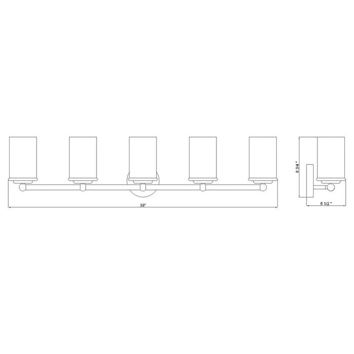 Thayer Brushed Nickel 5 Light Vanity Light Z-Lite 742-5V-BN | theLightShop