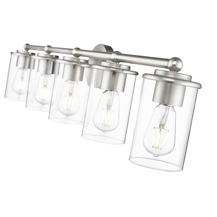 Thayer Brushed Nickel 5 Light Vanity Light Z-Lite 742-5V-BN | theLightShop