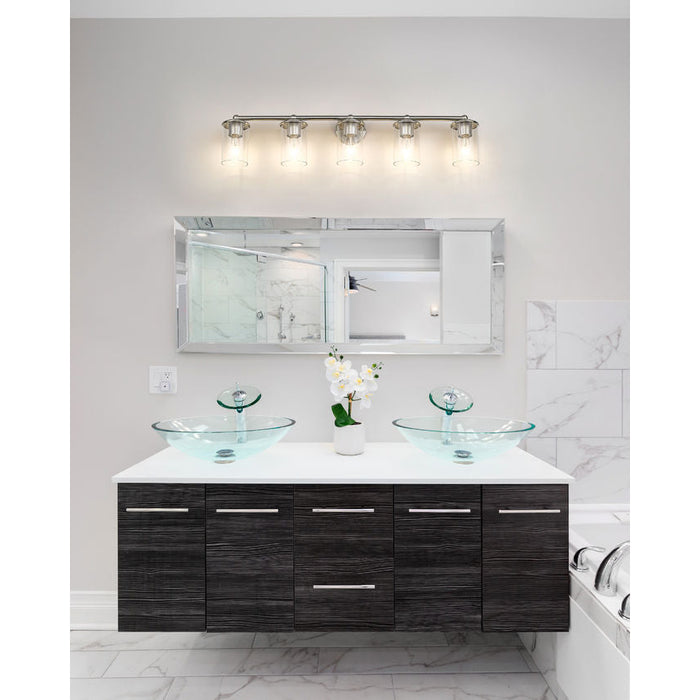 Thayer Brushed Nickel 5 Light Vanity Light Z-Lite 742-5V-BN | theLightShop