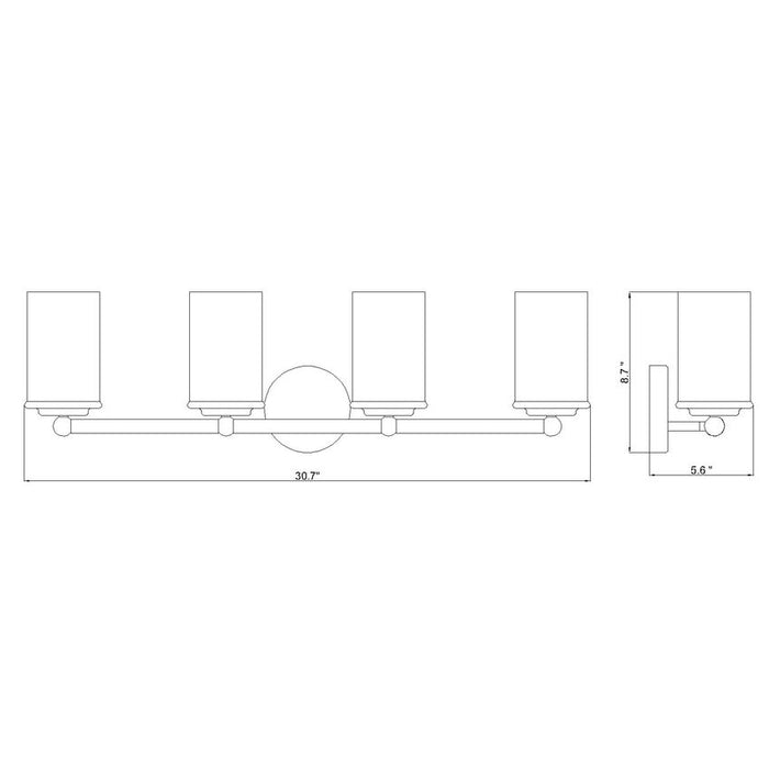 Thayer Luxe Gold 4 Light Vanity Light Z-Lite 742-4V-LG | theLightShop