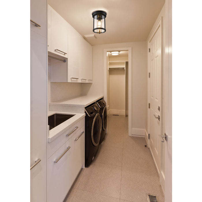 Thayer Matte Black 1 Light Flushmount Z-Lite 742F9-MB | theLightShop