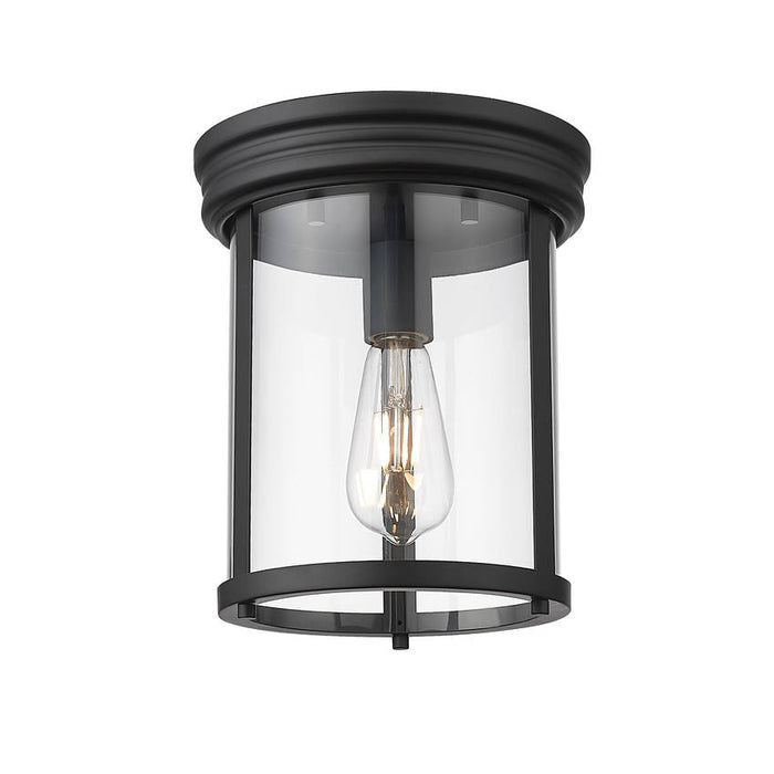 Thayer Matte Black 1 Light Flushmount Z-Lite 742F9-MB | theLightShop