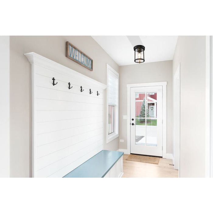 Thayer Matte Black 1 Light Flushmount Z-Lite 742F9-MB | theLightShop