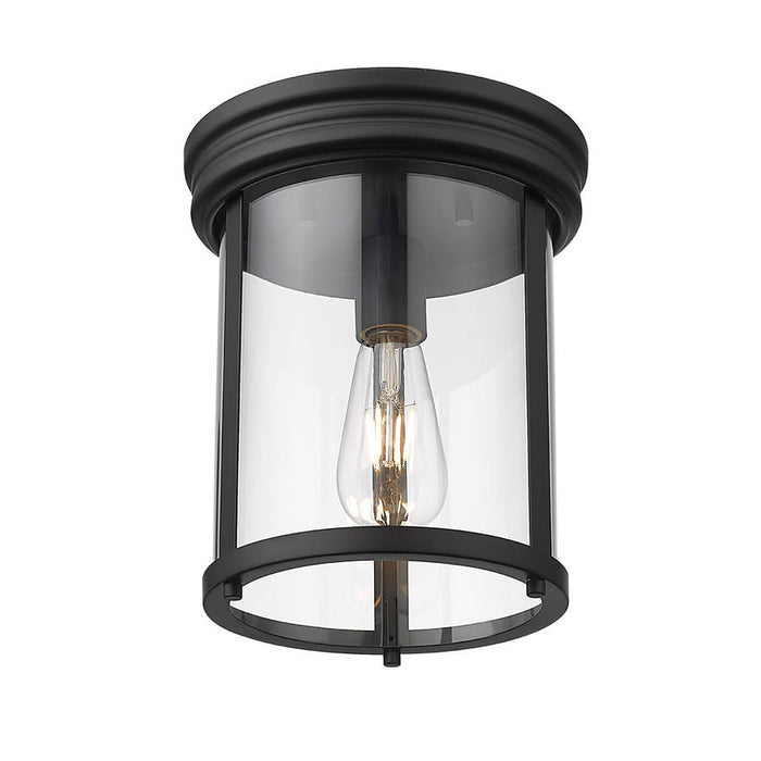Thayer Matte Black 1 Light Flushmount Z-Lite 742F9-MB | theLightShop