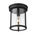 Thayer Matte Black 1 Light Flushmount Z-Lite 742F9-MB | theLightShop