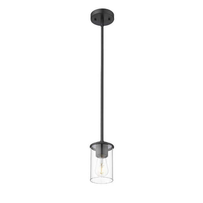 Thayer Matte Black 1 Light Mini-Pendant Z-Lite 742MP-MB | theLightShop
