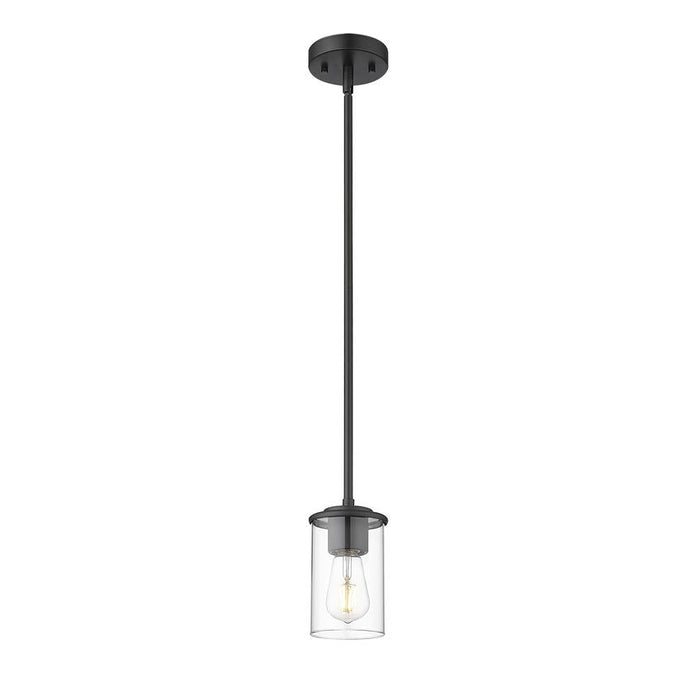 Thayer Matte Black 1 Light Mini-Pendant Z-Lite 742MP-MB | theLightShop