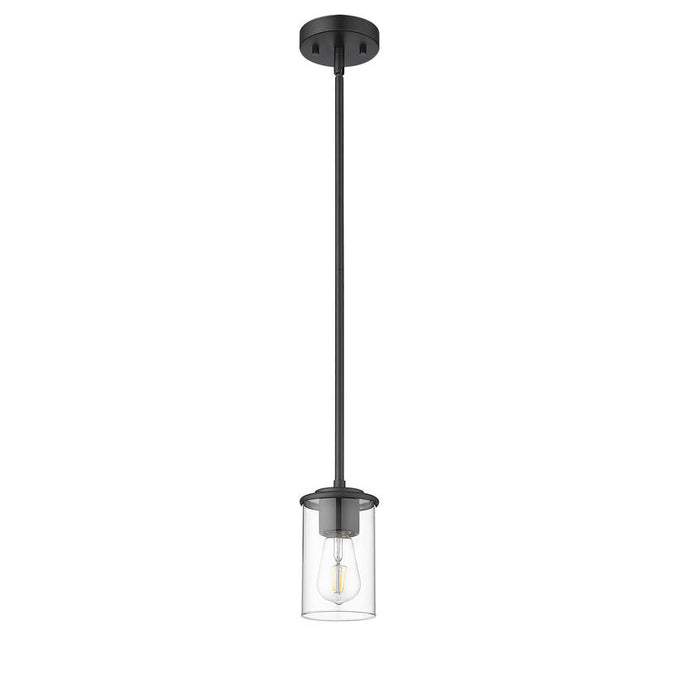 Thayer Matte Black 1 Light Mini-Pendant Z-Lite 742MP-MB | theLightShop