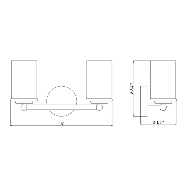 Thayer Matte Black 2 Light Vanity Light Z-Lite 742-2V-MB | theLightShop