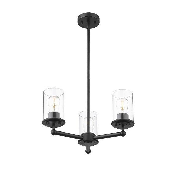 Thayer Matte Black 3 Light Chandelier Z-Lite 742-3MB | theLightShop