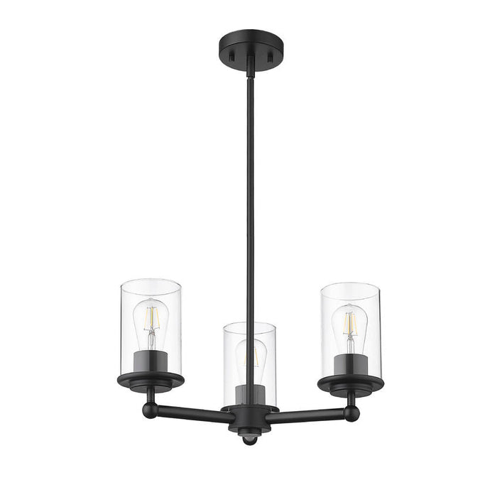 Thayer Matte Black 3 Light Chandelier Z-Lite 742-3MB | theLightShop