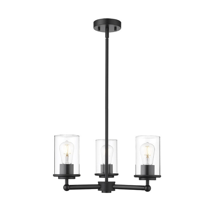 Thayer Matte Black 3 Light Chandelier Z-Lite 742-3MB | theLightShop