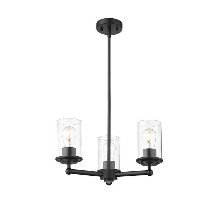 Thayer Matte Black 3 Light Chandelier Z-Lite 742-3MB | theLightShop