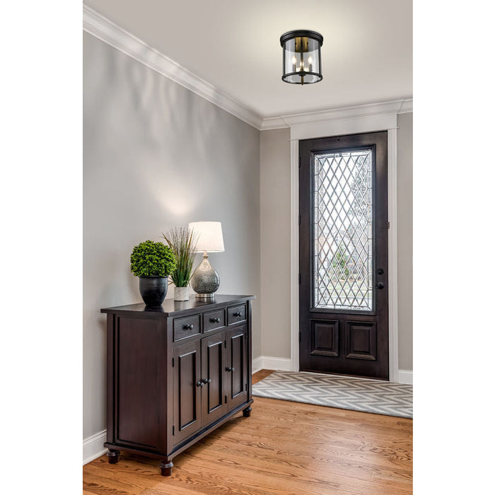 Thayer Matte Black 3 Light Flushmount Z-Lite 742F13-MB | theLightShop