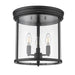 Thayer Matte Black 3 Light Flushmount Z-Lite 742F13-MB | theLightShop