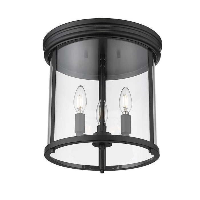 Thayer Matte Black 3 Light Flushmount Z-Lite 742F13-MB | theLightShop