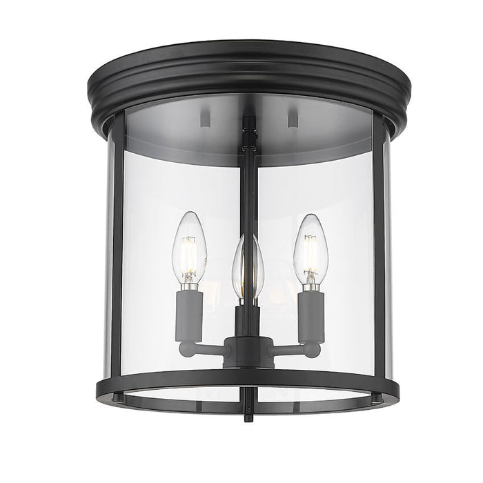 Thayer Matte Black 3 Light Flushmount Z-Lite 742F13-MB | theLightShop