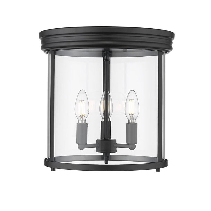 Thayer Matte Black 3 Light Flushmount Z-Lite 742F13-MB | theLightShop