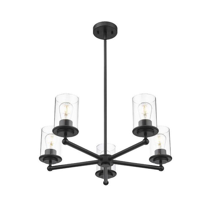 Thayer Matte Black 5 Light Chandelier Z-Lite 742-5MB | theLightShop