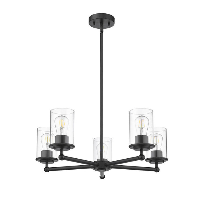 Thayer Matte Black 5 Light Chandelier Z-Lite 742-5MB | theLightShop