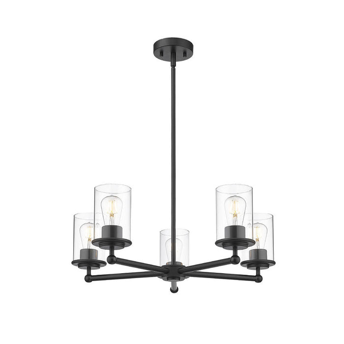 Thayer Matte Black 5 Light Chandelier Z-Lite 742-5MB | theLightShop