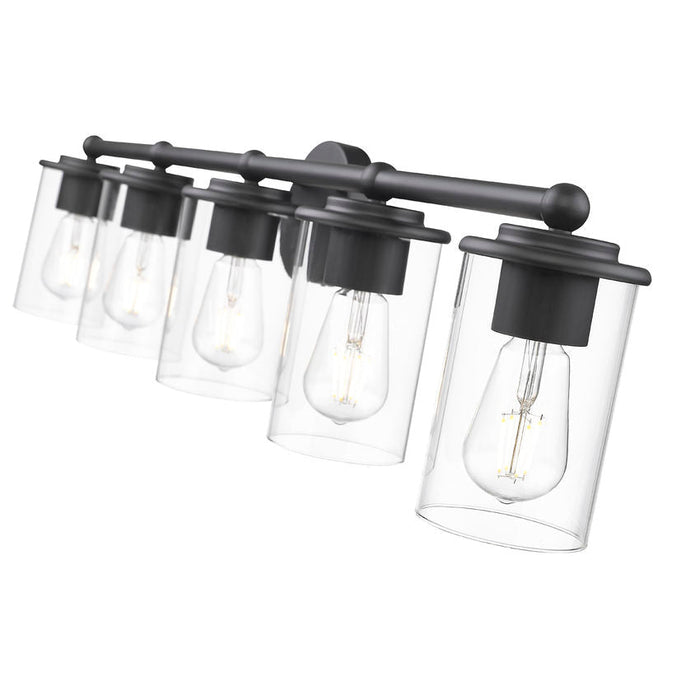 Thayer Matte Black 5 Light Vanity Light Z-Lite 742-5V-MB | theLightShop