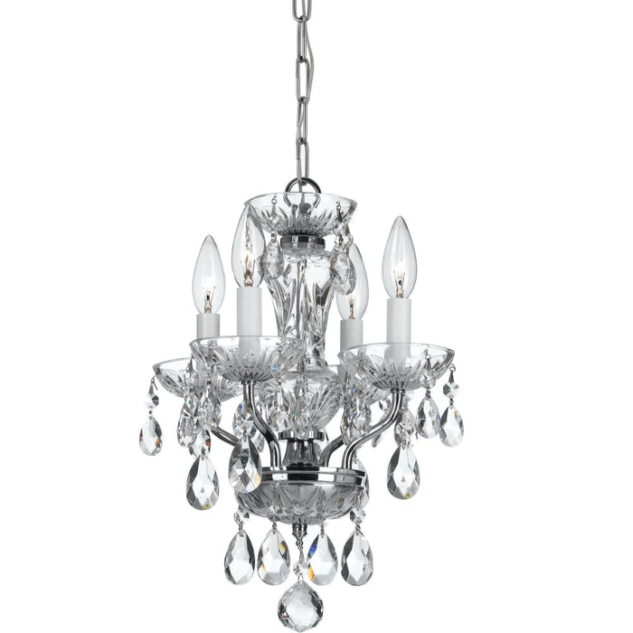 Traditional 4 Light Italian Crystal Chrome Mini Chandelier - Chandeliers