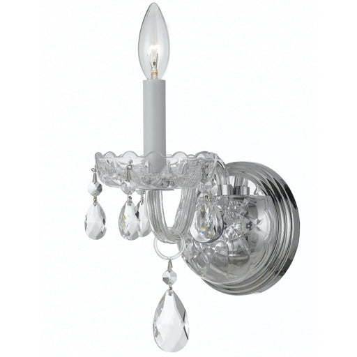 Traditional Crystal 1 Light Clear Crystal Polished Chrome Sconce - Wall Sconce
