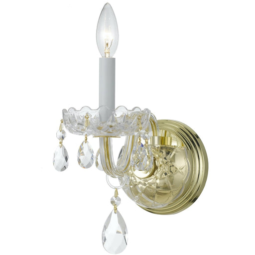Traditional Crystal 1 Light Swarovski Crystal Polished Brass Sconce - Wall Sconce