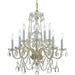 Traditional Crystal 10 Light Clear Crystal Polished Brass Chandelier - Chandeliers